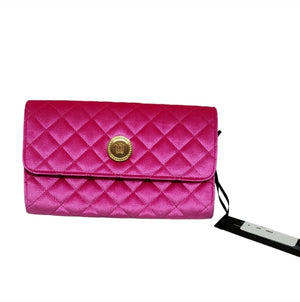 Versace La Medusa Pink Quilted Velvet Shoulder Bag with Medusa Logo Medallion