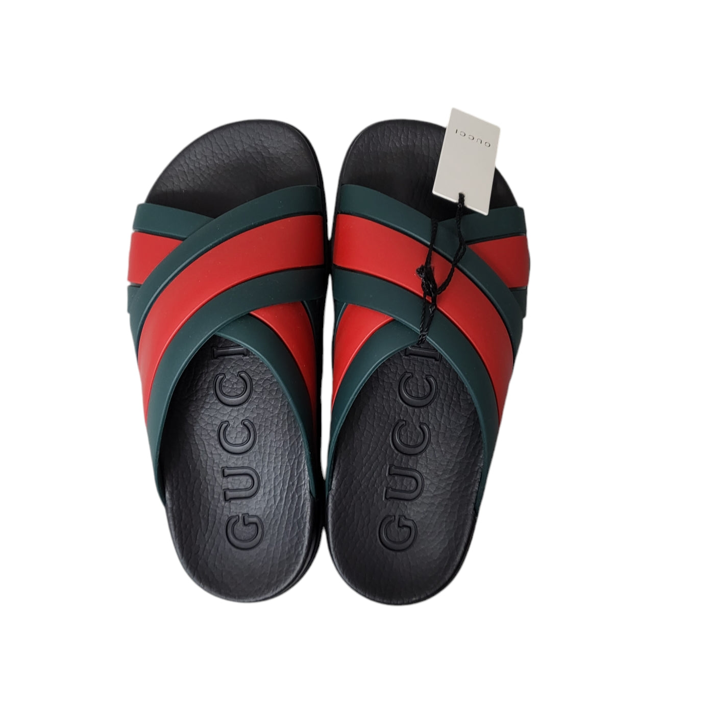 Gucci Red and Green Web Criss Cross Women's Slides