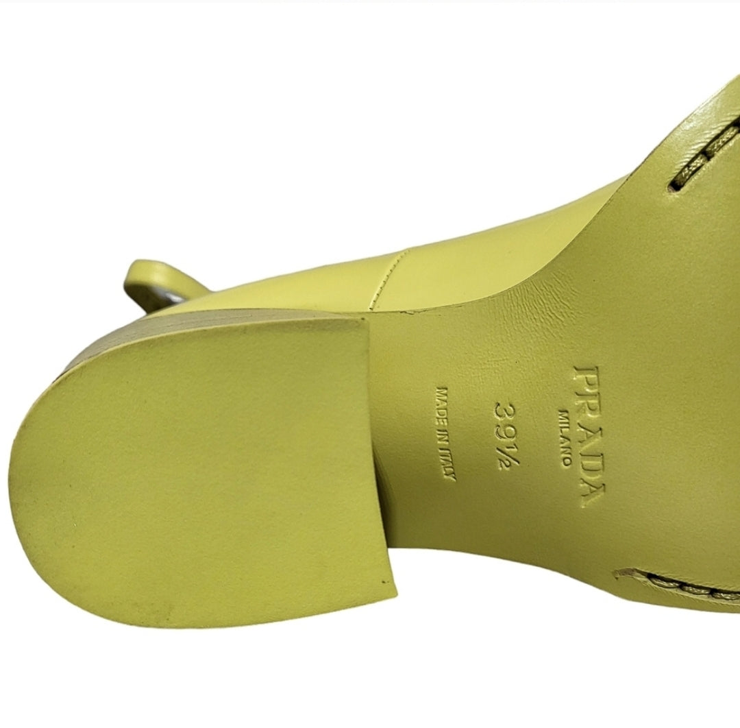 Prada 90mm Mary Jane Brushed Leather Pumps Lime