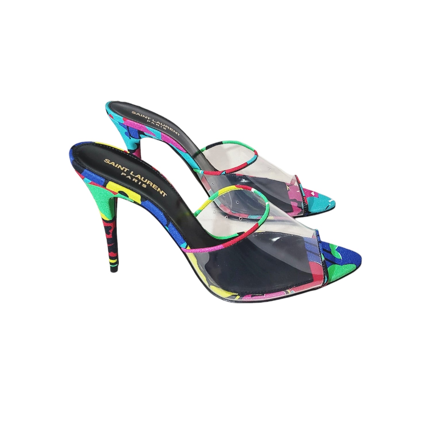 Saint Laurent Women's Lolita Transparent High Heel Slide Sandals