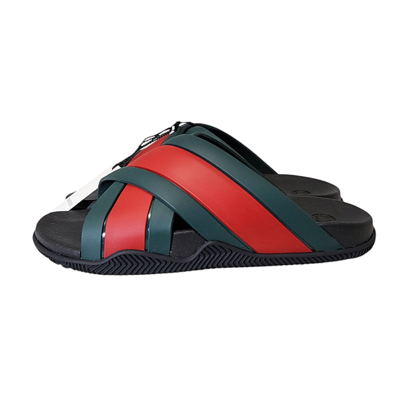 Gucci Red and Green Web Criss Cross Women's Slides