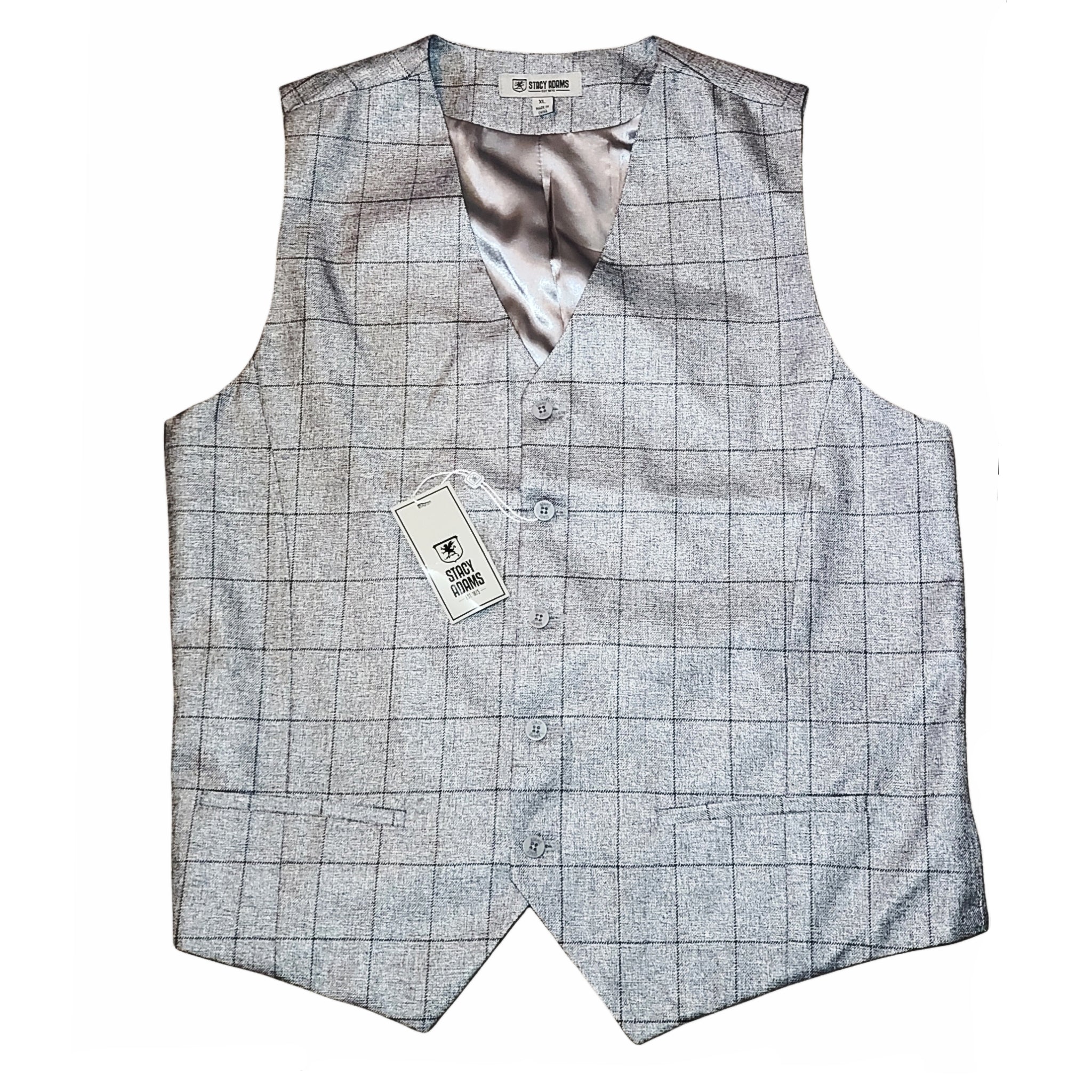 Stacy Adams Silver Shine and Black Checkered Vest