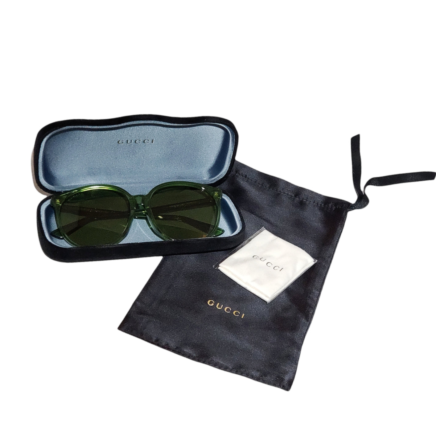 Gucci Unisex 57mm Round Green Sunglasses