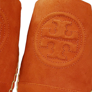 Tory Burch Orange Suede Espadrille Mule Slides