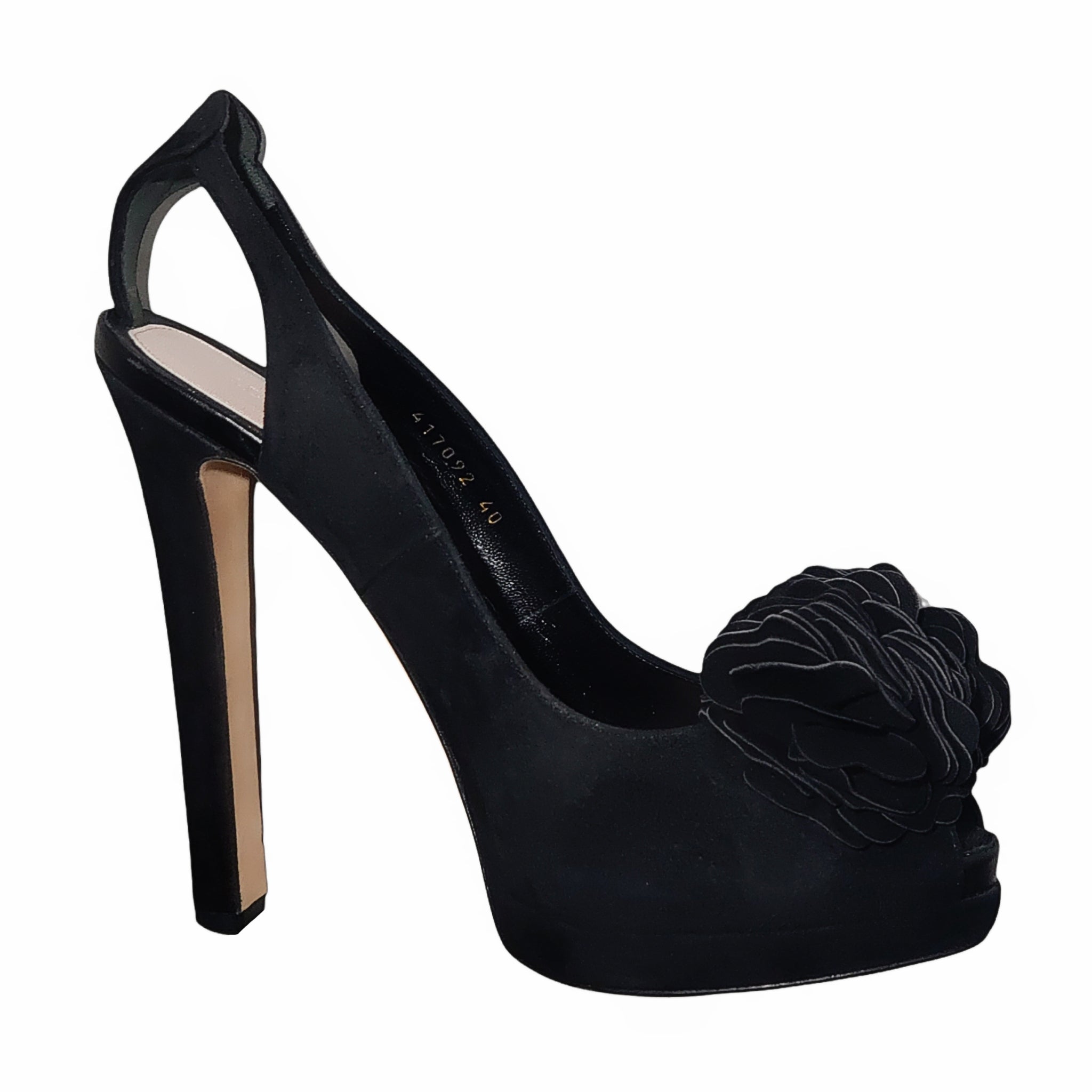 Alexander McQueen Black Suede Peeptoe Heels