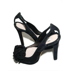 Alexander McQueen Black Suede Peeptoe Heels