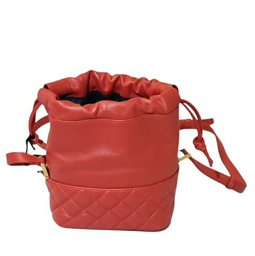 Versace Red Lambskin Leather Medusa Head Mini Crossbody Bucket Bag