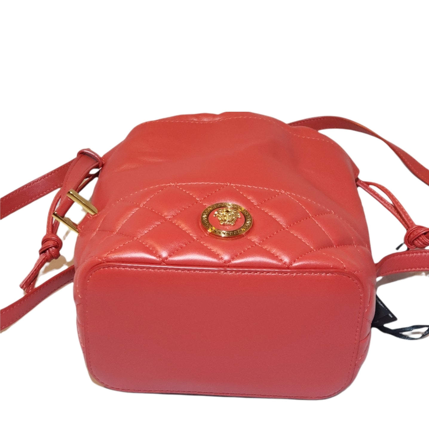 Cylindrical Bucket Leather Bag in Sangria Red