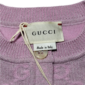 Gucci Kids Pink GG Monogram Cardigan with Silver Glitter Undertone