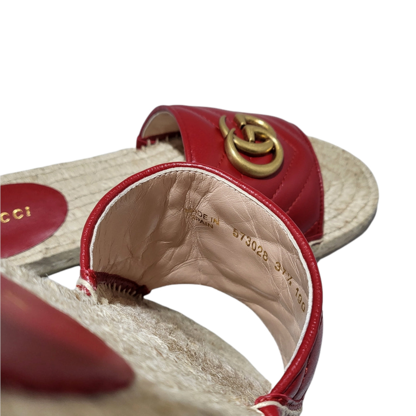 Gucci Nappa Leather Hibiscus Red Espadrille GG Marmont Slide Sandals – The  Ultimate Resale Rack