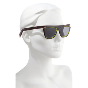 Fendi Flat Top Sunglasses w/ Logo Frames and Lime Lens Trim