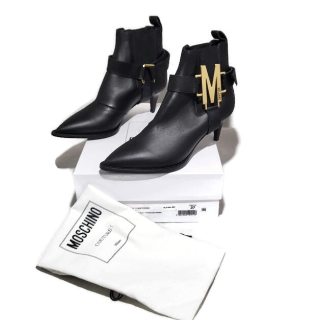 Moschino Leather Monogram Chelsea Ankle Boot