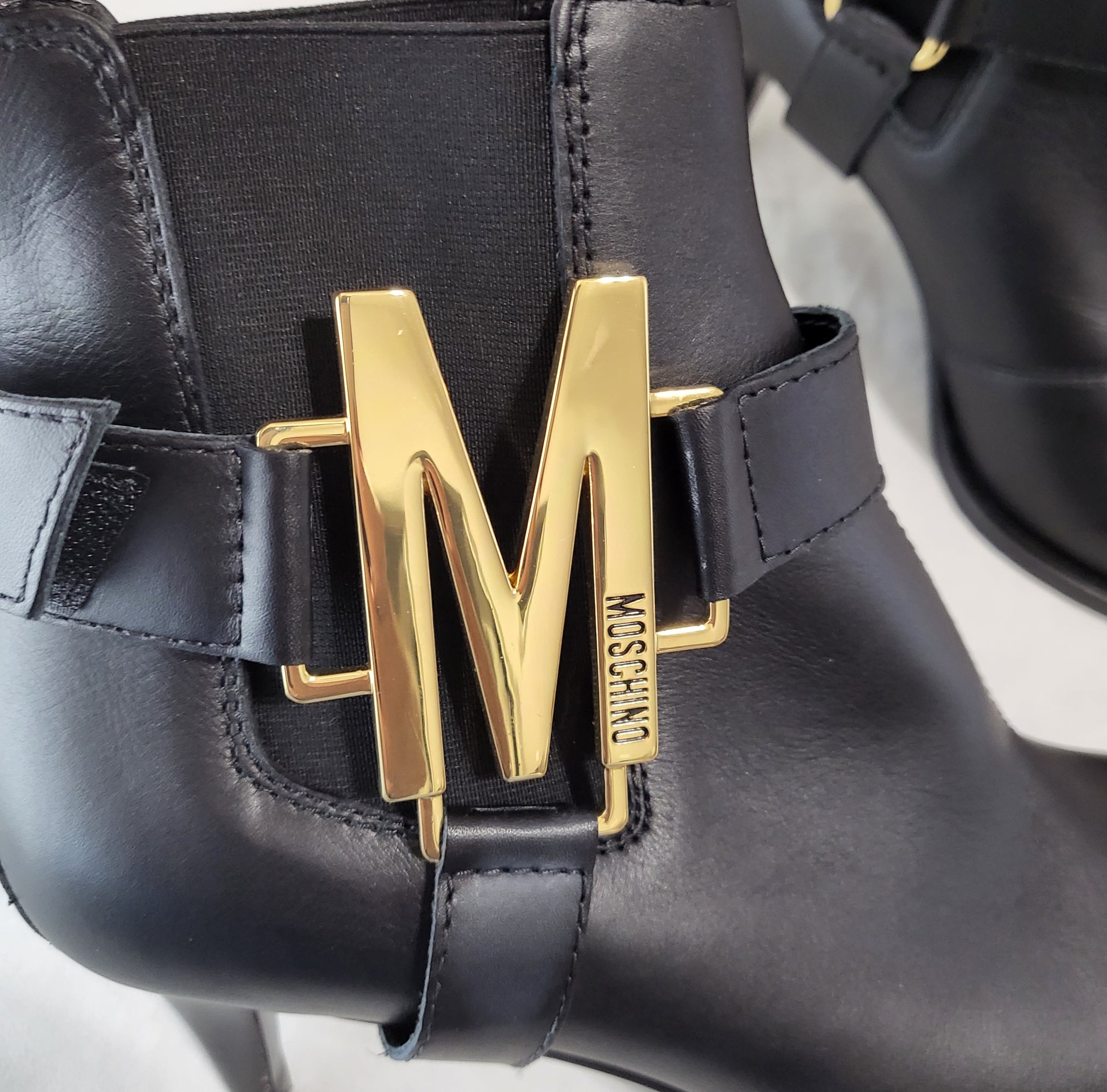 Moschino Leather Monogram Chelsea Ankle Boot