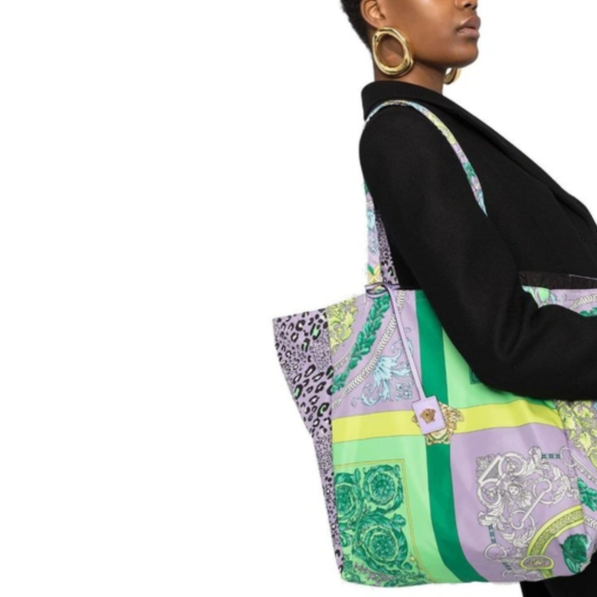 Versace Print-mix Tote Bag In Purple