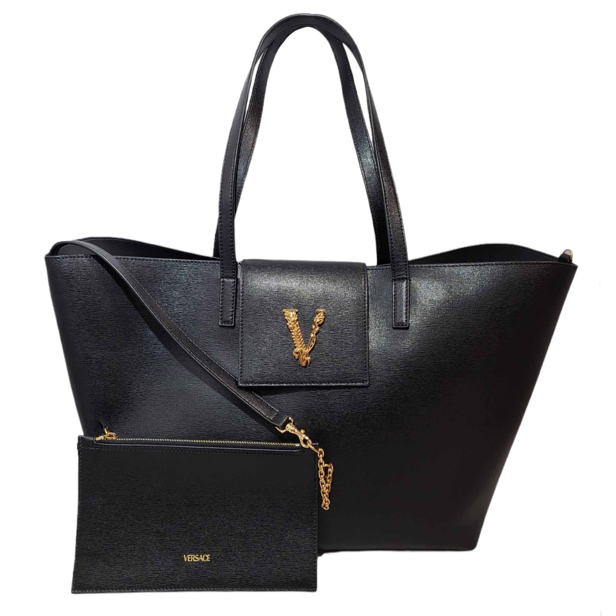 Versace Virtus Black Saffiano Leather Tote – The Ultimate Resale Rack