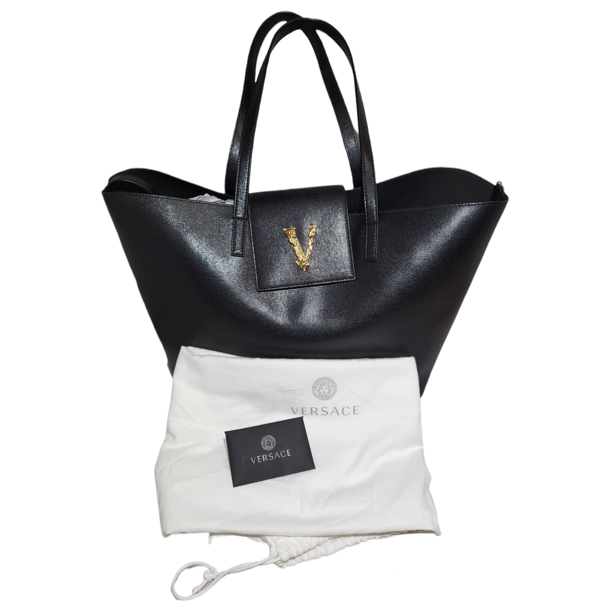 Versace Virtus Tote Leather Black 10322544