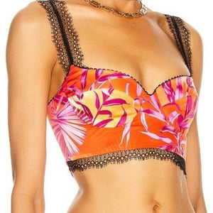 Versace Pink Jungle Print Bralette / Bustier Top