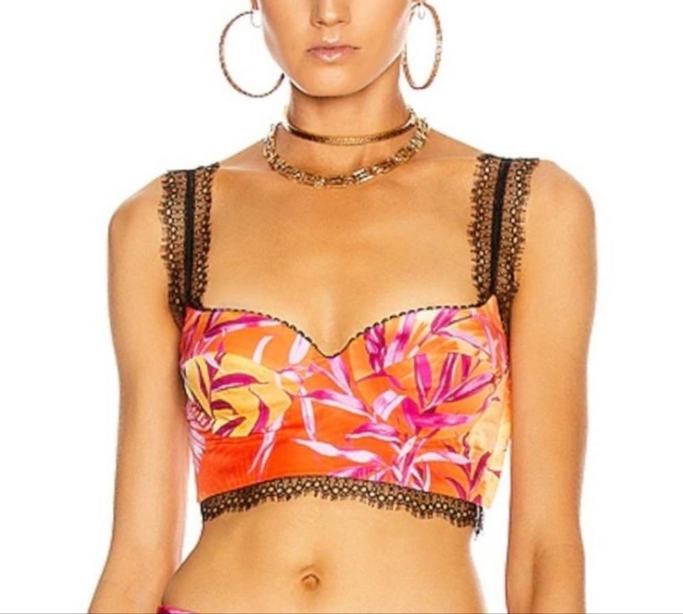 Versace Pink Jungle Print Bralette / Bustier Top