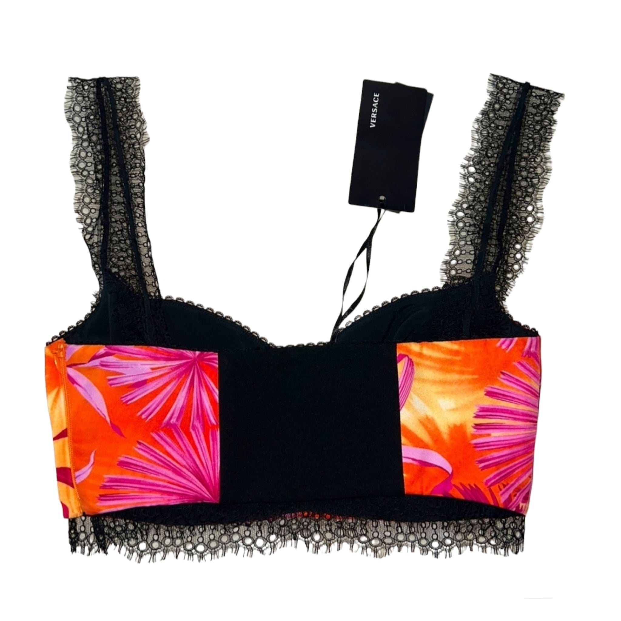 Versace Pink Jungle Print Bralette / Bustier Top