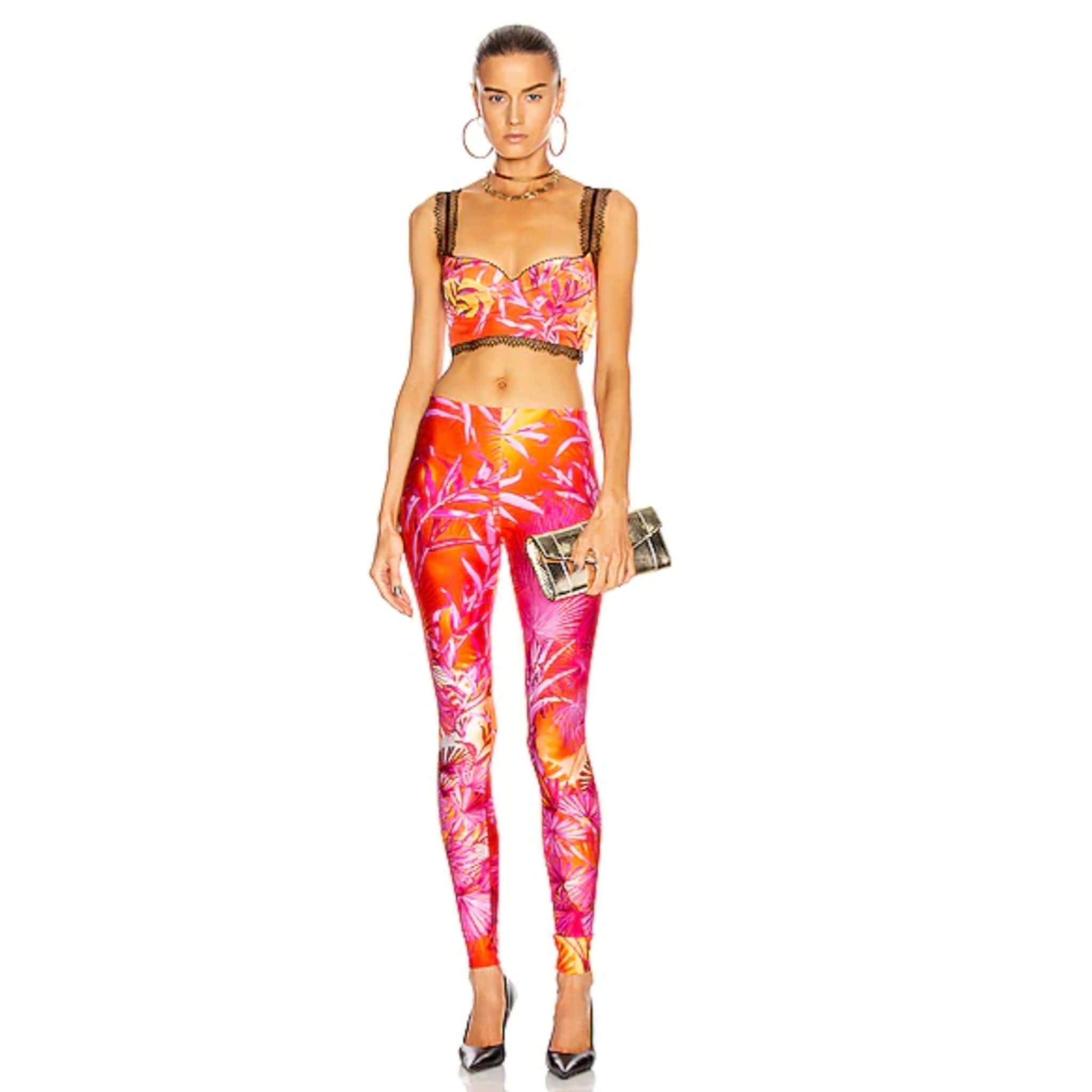 Versace Pink Jungle Print Bralette / Bustier Top