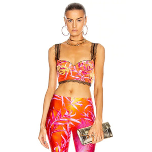 Versace Pink Jungle Print Bralette / Bustier Top