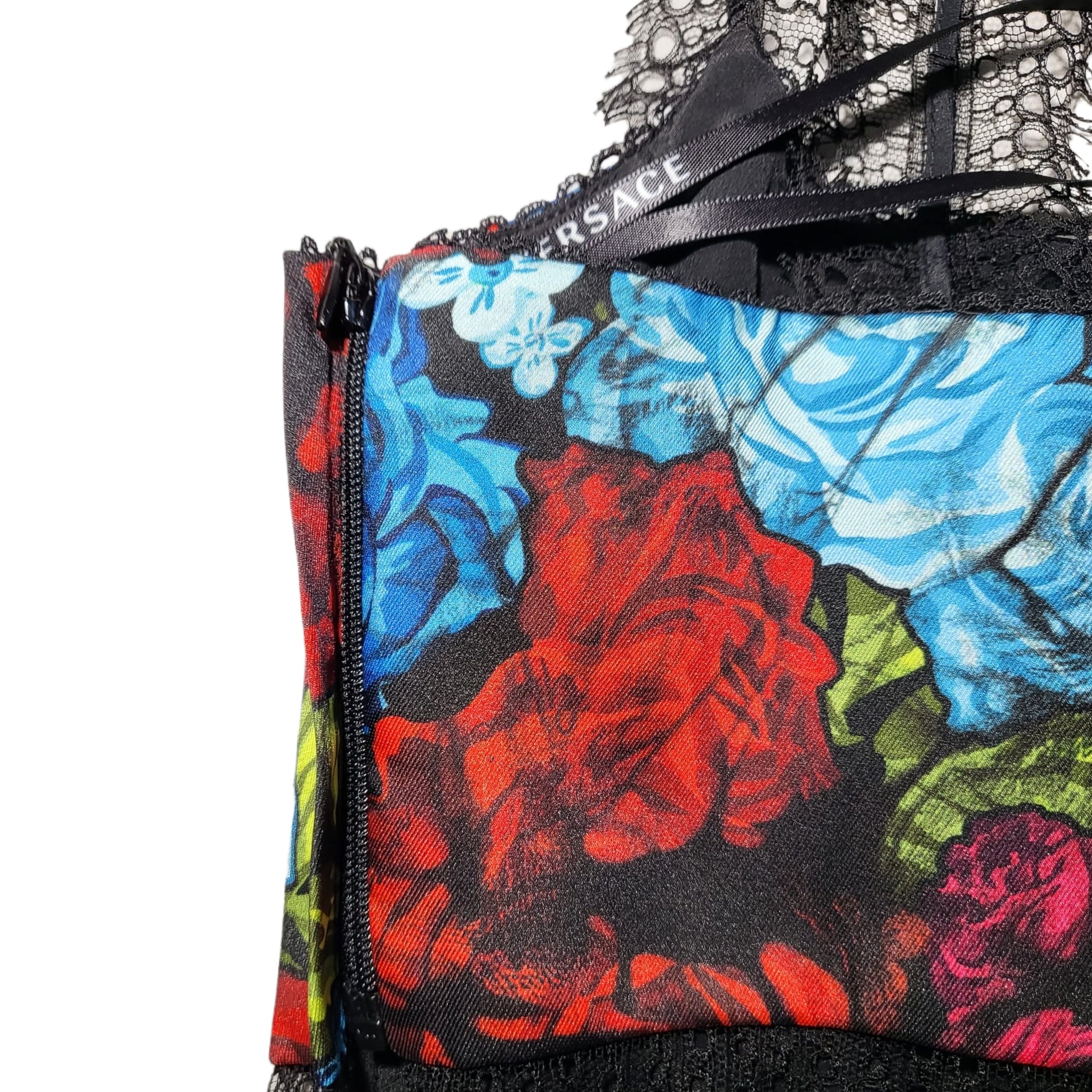 Versace Floral Print Black Lace Strap Crop Top / Bralette – The Ultimate  Resale Rack