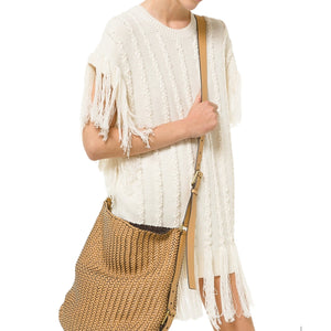 Michael Kors Collection Hand-Embroidered Oversized Braided Fringe Sweater Dress