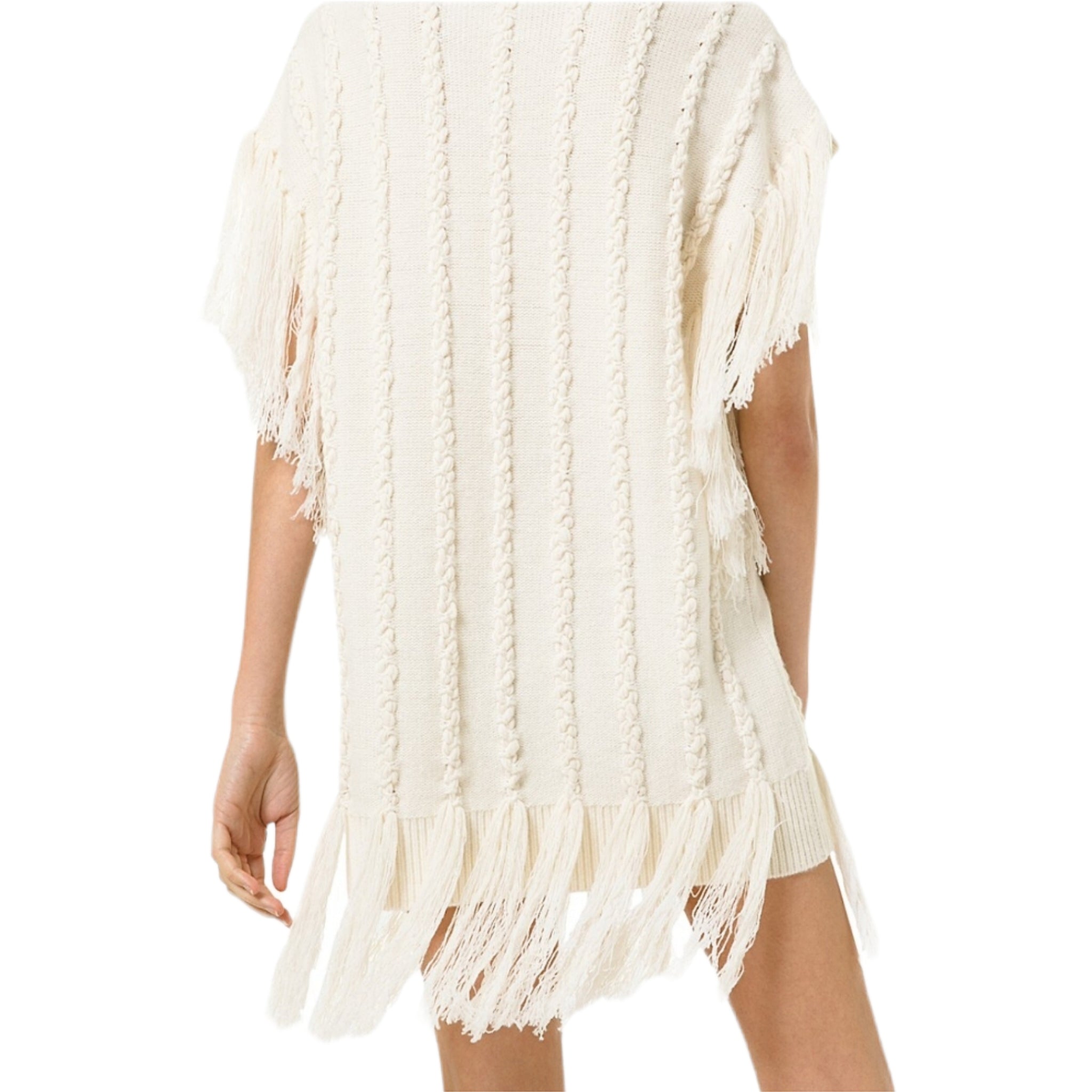 Michael Kors Collection Hand-Embroidered Oversized Braided Fringe Sweater Dress