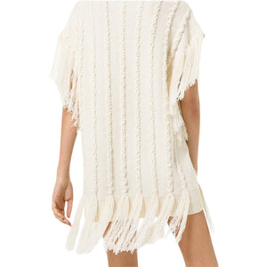 Michael Kors Collection Hand-Embroidered Oversized Braided Fringe Sweater Dress