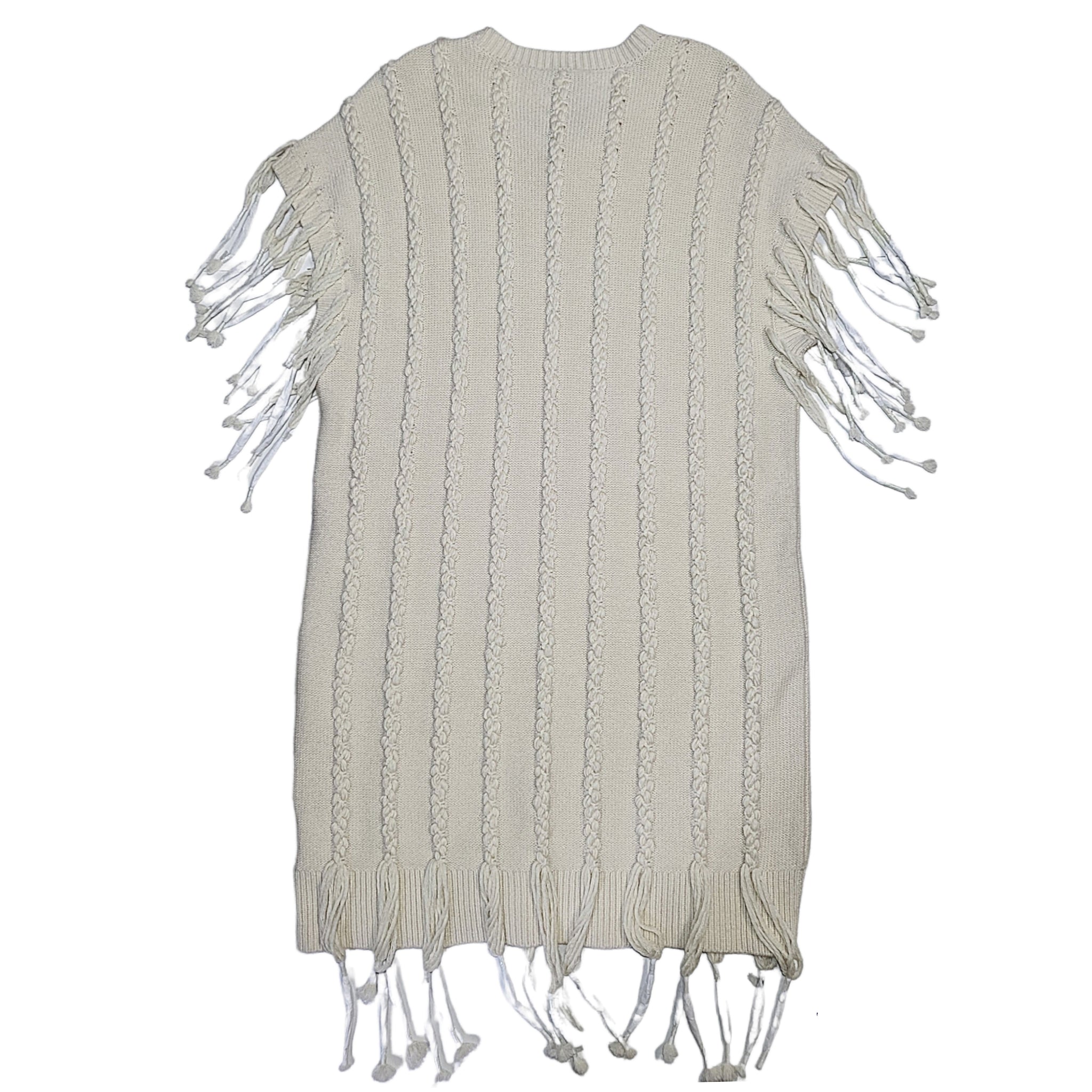 Michael Kors Collection Hand-Embroidered Oversized Braided Fringe Sweater Dress