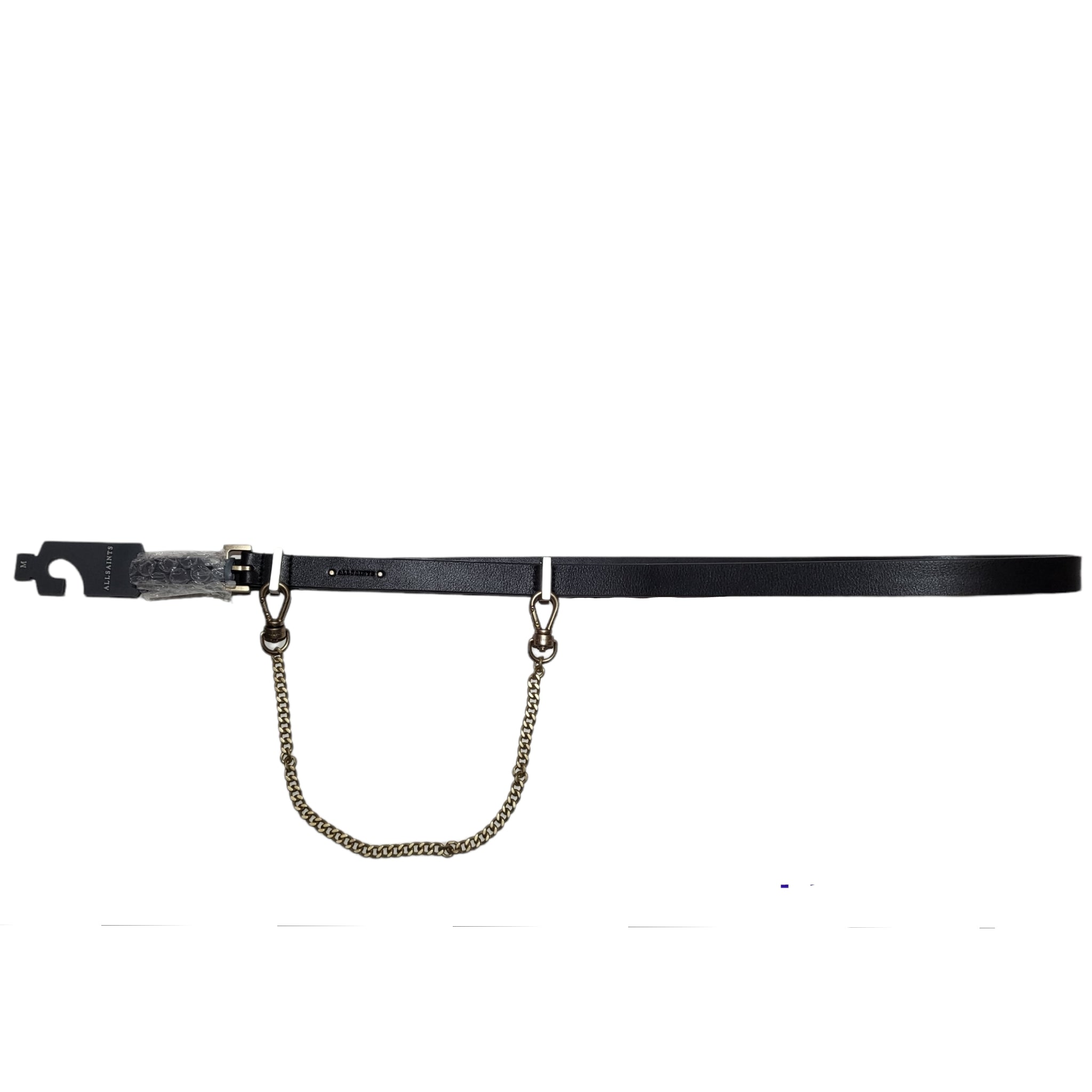 ALLSAINTS Women's Skinny Slim Leather and Chain Belt