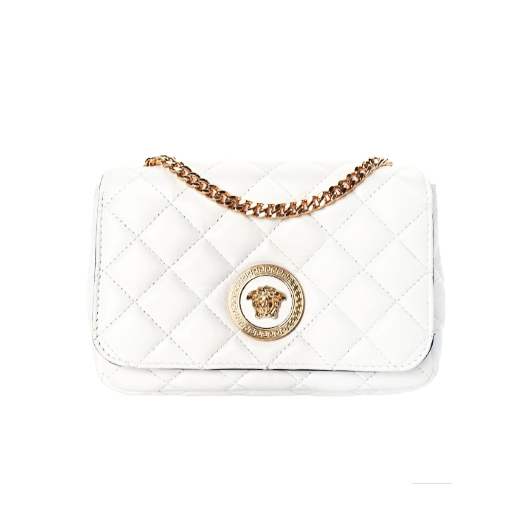 Versace Quilted Shoulder Bag Crossbody with Medusa and Greca Hardware