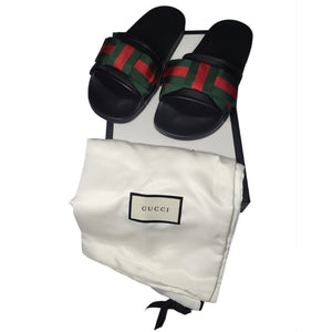 Gucci Satin Slides with Web Bow