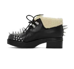 Gucci Women's Spiked Leather Sherpa Platform Booties