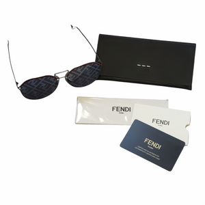 Fendi 60mm Aviator Logo Lens Sunglasses w/ Red Trim