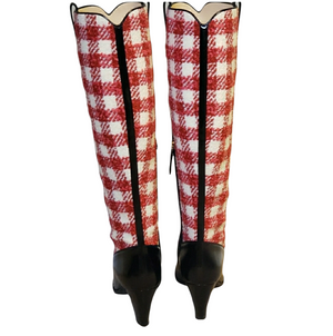 Gucci Zumi Red and White Tweed Knee Boots