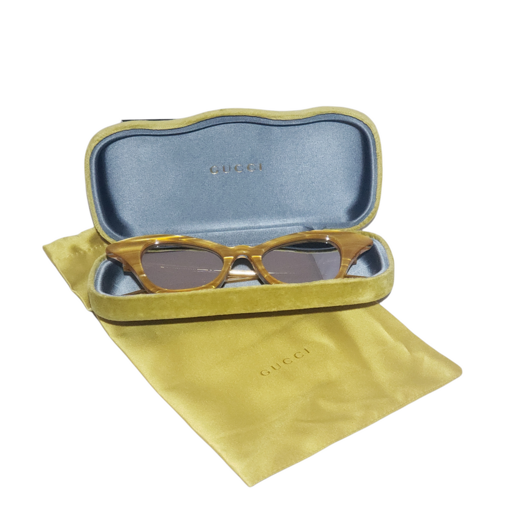 Gucci Yellow Retro Cat Eye Mirror Tint Sunglasses