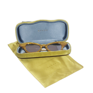 Gucci Yellow Retro Cat Eye Mirror Tint Sunglasses