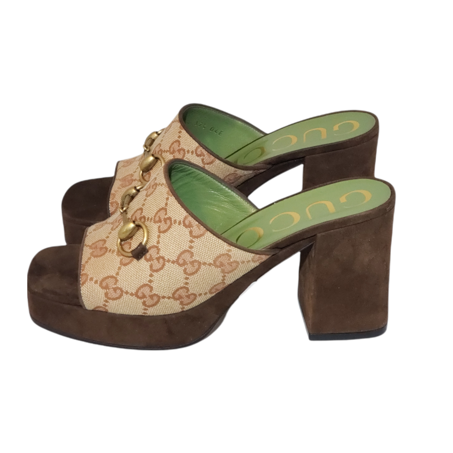 Gucci suede mid heel top slide