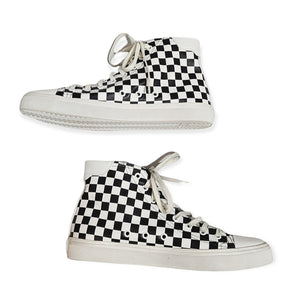 Saint Laurent Women's Checkerboard Distressed Hightop Sneakers