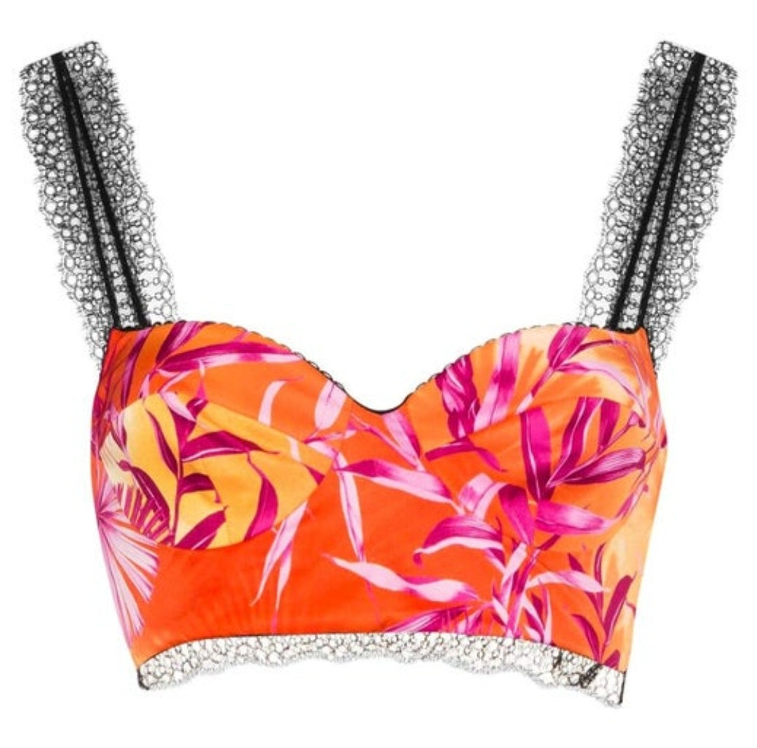 Versace Pink Jungle Print Bralette / Bustier Top