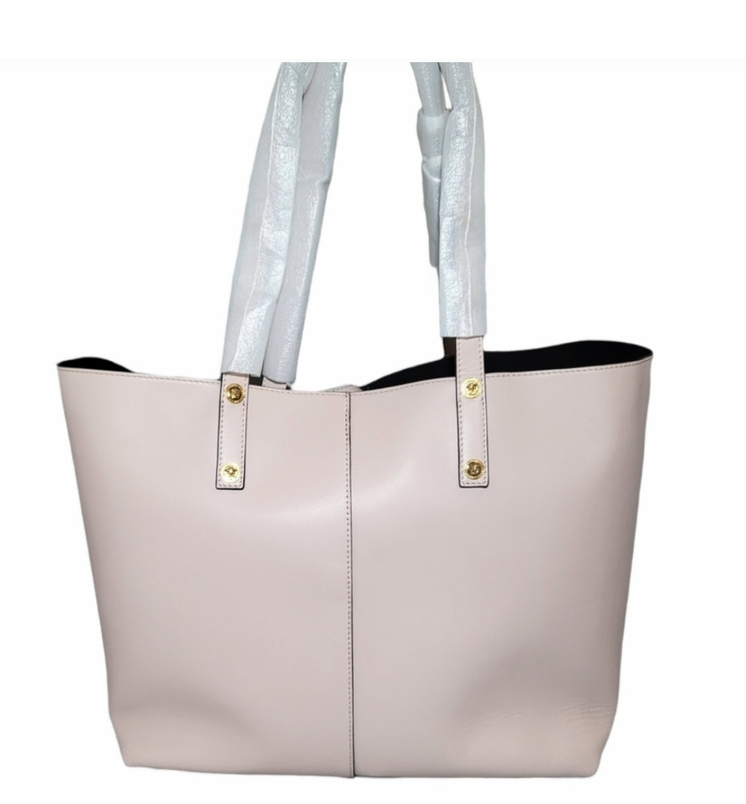 Versace Pale Blush Calfskin Palazzo Large Tote w/ Medusa Stud Handles