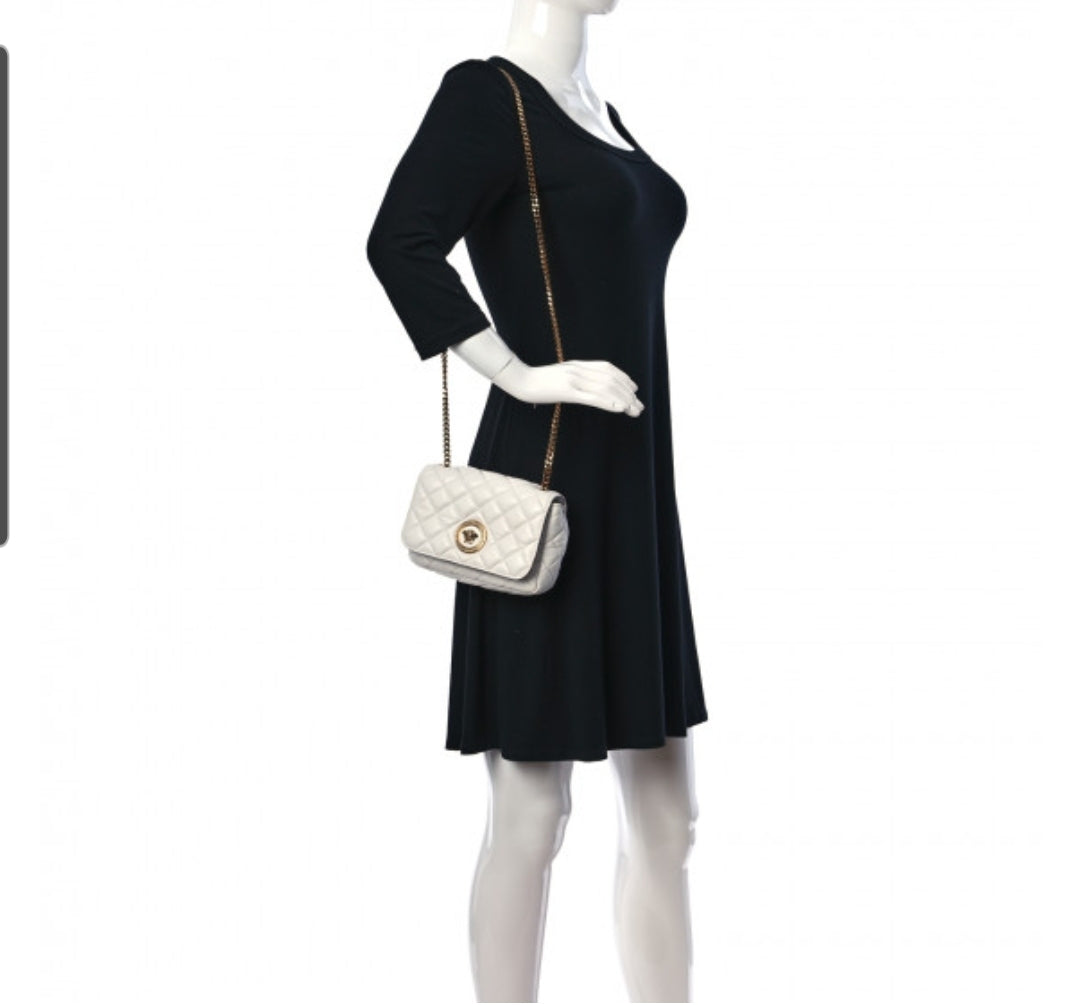 Versace Quilted Shoulder Bag Crossbody with Medusa and Greca Hardware