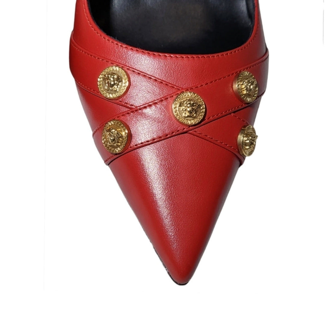 Versace Medusa Studded Red Pumps