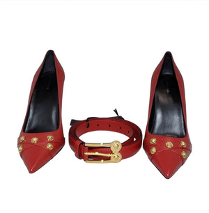 Versace Medusa Studded Red Pumps