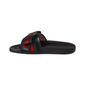 Gucci Satin Slides with Web Bow