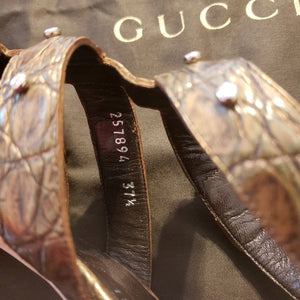 Gucci Embossed Cage Studded Heels