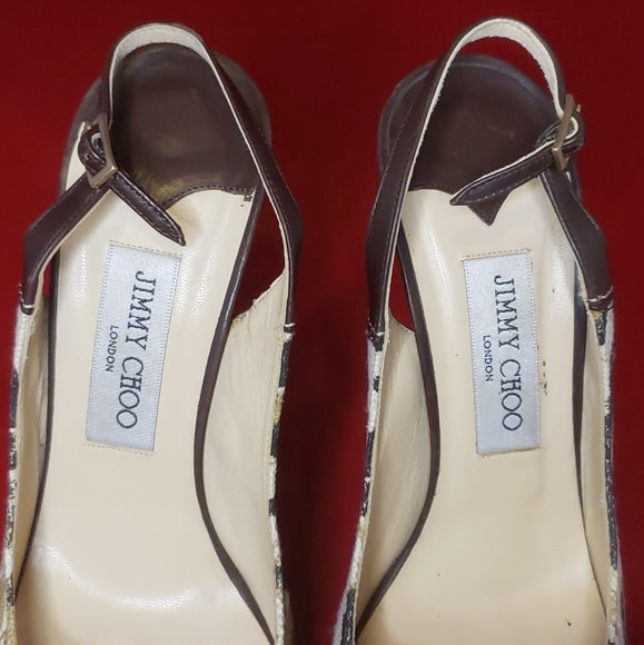 Jimmy Choo Canvas Slingback Heels with Dust Bag