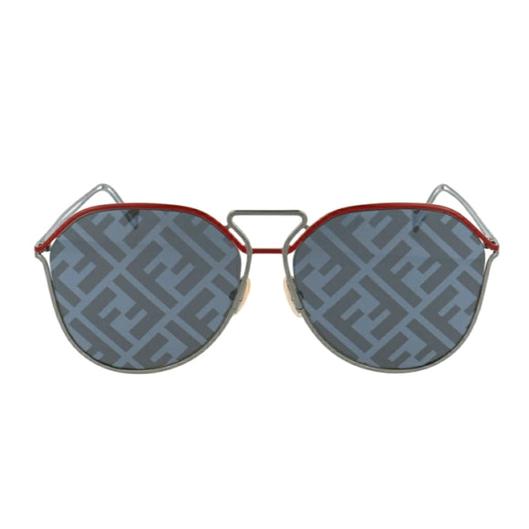 Fendi 60mm Aviator Logo Lens Sunglasses w/ Red Trim