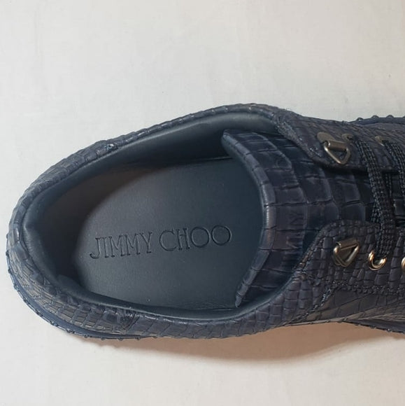Jimmy Choo Men's Navy Croc Print & Crystal Sneakers